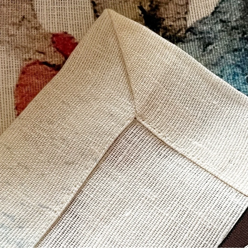 Tessitura Toscana Telerie Firenze Linen Tablecloth 90x63 Christmas Old World Map